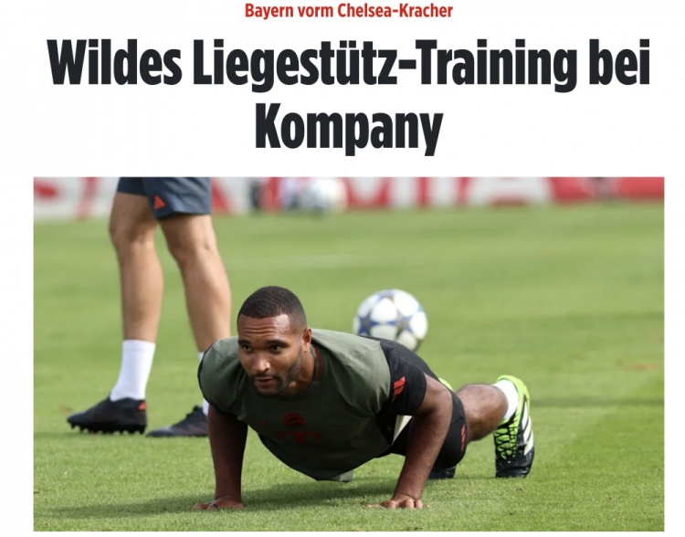 图片报：拜仁战切尔西前最后一练进行抢圈练习，输队须进行俯卧撑